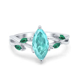 Infinity Twist Green Simulated Emerald Marquise Wedding Ring Simulated Cubic Zirconia 925 Sterling Silver