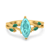 Infinity Twist Green Simulated Emerald Marquise Wedding Ring Simulated Cubic Zirconia 925 Sterling Silver