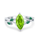 Infinity Twist Green Simulated Emerald Marquise Wedding Ring Simulated Cubic Zirconia 925 Sterling Silver