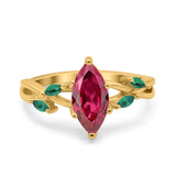 Infinity Twist Green Simulated Emerald Marquise Wedding Ring Simulated Cubic Zirconia 925 Sterling Silver