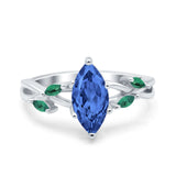 Infinity Twist Green Simulated Emerald Marquise Wedding Ring Simulated Cubic Zirconia 925 Sterling Silver