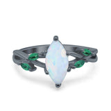 Infinity Twist Green Simulated Emerald Marquise Wedding Ring Simulated Cubic Zirconia 925 Sterling Silver