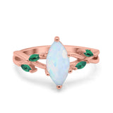 Infinity Twist Green Simulated Emerald Marquise Wedding Ring Simulated Cubic Zirconia 925 Sterling Silver