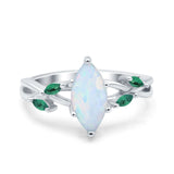 Infinity Twist Green Simulated Emerald Marquise Wedding Ring Simulated Cubic Zirconia 925 Sterling Silver