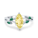 Infinity Twist Green Simulated Emerald Marquise Wedding Ring Simulated Cubic Zirconia 925 Sterling Silver