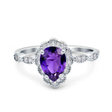 Teardrop Pear Art Deco Wedding Bridal Engagement Ring Round Simulated Cubic Zirconia 925 Sterling Silver