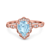 Teardrop Pear Art Deco Wedding Bridal Engagement Ring Round Simulated Cubic Zirconia 925 Sterling Silver