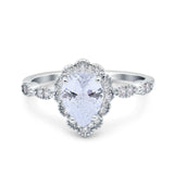 Teardrop Pear Art Deco Wedding Bridal Engagement Ring Round Simulated Cubic Zirconia 925 Sterling Silver