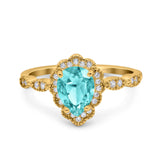 Teardrop Pear Art Deco Wedding Bridal Engagement Ring Round Simulated Cubic Zirconia 925 Sterling Silver