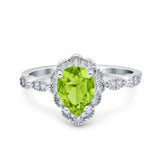 Teardrop Pear Art Deco Wedding Bridal Engagement Ring Round Simulated Cubic Zirconia 925 Sterling Silver