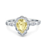 Teardrop Pear Art Deco Wedding Bridal Engagement Ring Round Simulated Cubic Zirconia 925 Sterling Silver