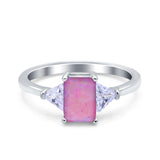 Emerald Cut Art Deco Engagement Ring Simulated Cubic Zirconia 925 Sterling Silver