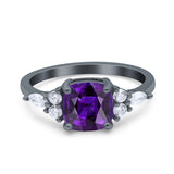 Cushion Cut Marquise Art Deco Wedding Ring Round Simulated Cubic Zirconia 925 Sterling Silver