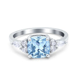 Cushion Cut Marquise Art Deco Wedding Ring Round Simulated Cubic Zirconia 925 Sterling Silver