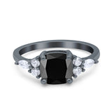 Cushion Cut Marquise Art Deco Wedding Ring Round Simulated Cubic Zirconia 925 Sterling Silver