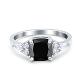 Cushion Cut Marquise Art Deco Wedding Ring Round Simulated Cubic Zirconia 925 Sterling Silver