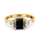 Cushion Cut Marquise Art Deco Wedding Ring Round Simulated Cubic Zirconia 925 Sterling Silver