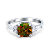 Cushion Cut Marquise Art Deco Wedding Ring Round Simulated Cubic Zirconia 925 Sterling Silver