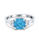 Cushion Cut Marquise Art Deco Wedding Ring Round Simulated Cubic Zirconia 925 Sterling Silver