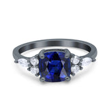 Cushion Cut Marquise Art Deco Wedding Ring Round Simulated Cubic Zirconia 925 Sterling Silver