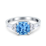 Cushion Cut Marquise Art Deco Wedding Ring Round Simulated Cubic Zirconia 925 Sterling Silver