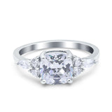 Cushion Cut Marquise Art Deco Wedding Ring Round Simulated Cubic Zirconia 925 Sterling Silver