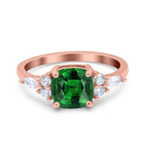 Cushion Cut Marquise Art Deco Wedding Ring Round Simulated Cubic Zirconia 925 Sterling Silver