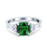 Cushion Cut Marquise Art Deco Wedding Ring Round Simulated Cubic Zirconia 925 Sterling Silver