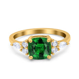 Cushion Cut Marquise Art Deco Wedding Ring Round Simulated Cubic Zirconia 925 Sterling Silver