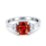 Cushion Cut Marquise Art Deco Wedding Ring Round Simulated Cubic Zirconia 925 Sterling Silver