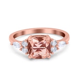 Cushion Cut Marquise Art Deco Wedding Ring Round Simulated Cubic Zirconia 925 Sterling Silver