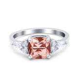 Cushion Cut Marquise Art Deco Wedding Ring Round Simulated Cubic Zirconia 925 Sterling Silver