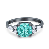 Cushion Cut Marquise Art Deco Wedding Ring Round Simulated Cubic Zirconia 925 Sterling Silver