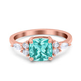 Cushion Cut Marquise Art Deco Wedding Ring Round Simulated Cubic Zirconia 925 Sterling Silver