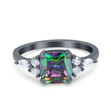 Cushion Cut Marquise Art Deco Wedding Ring Round Simulated Cubic Zirconia 925 Sterling Silver