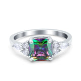 Cushion Cut Marquise Art Deco Wedding Ring Round Simulated Cubic Zirconia 925 Sterling Silver