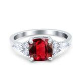 Cushion Cut Marquise Art Deco Wedding Ring Round Simulated Cubic Zirconia 925 Sterling Silver