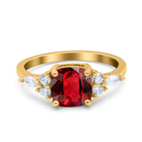 Cushion Cut Marquise Art Deco Wedding Ring Round Simulated Cubic Zirconia 925 Sterling Silver