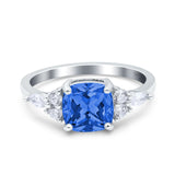 Cushion Cut Marquise Art Deco Wedding Ring Round Simulated Cubic Zirconia 925 Sterling Silver