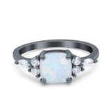 Cushion Cut Marquise Art Deco Wedding Ring Round Simulated Cubic Zirconia 925 Sterling Silver