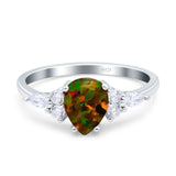 Teardrop Pear Art Deco Wedding Bridal Engagement Ring Round Simulated Cubic Zirconia 925 Sterling Silver
