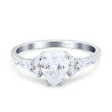 Teardrop Pear Art Deco Wedding Bridal Engagement Ring Round Simulated Cubic Zirconia 925 Sterling Silver