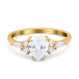 Teardrop Pear Art Deco Wedding Bridal Engagement Ring Round Simulated Cubic Zirconia 925 Sterling Silver