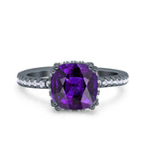 Half Eternity Art Deco Cushion Cut Wedding Engagement Bridal Ring Round Simulated Cubic Zirconia 925 Sterling Silver