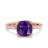 Half Eternity Art Deco Cushion Cut Wedding Engagement Bridal Ring Round Simulated Cubic Zirconia 925 Sterling Silver