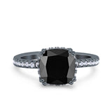 Half Eternity Art Deco Cushion Cut Wedding Engagement Bridal Ring Round Simulated Cubic Zirconia 925 Sterling Silver