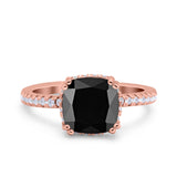 Half Eternity Art Deco Cushion Cut Wedding Engagement Bridal Ring Round Simulated Cubic Zirconia 925 Sterling Silver