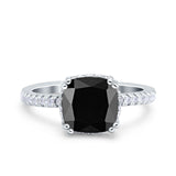 Half Eternity Art Deco Cushion Cut Wedding Engagement Bridal Ring Round Simulated Cubic Zirconia 925 Sterling Silver