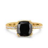 Half Eternity Art Deco Cushion Cut Wedding Engagement Bridal Ring Round Simulated Cubic Zirconia 925 Sterling Silver