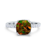 Half Eternity Art Deco Cushion Cut Wedding Engagement Bridal Ring Round Simulated Cubic Zirconia 925 Sterling Silver